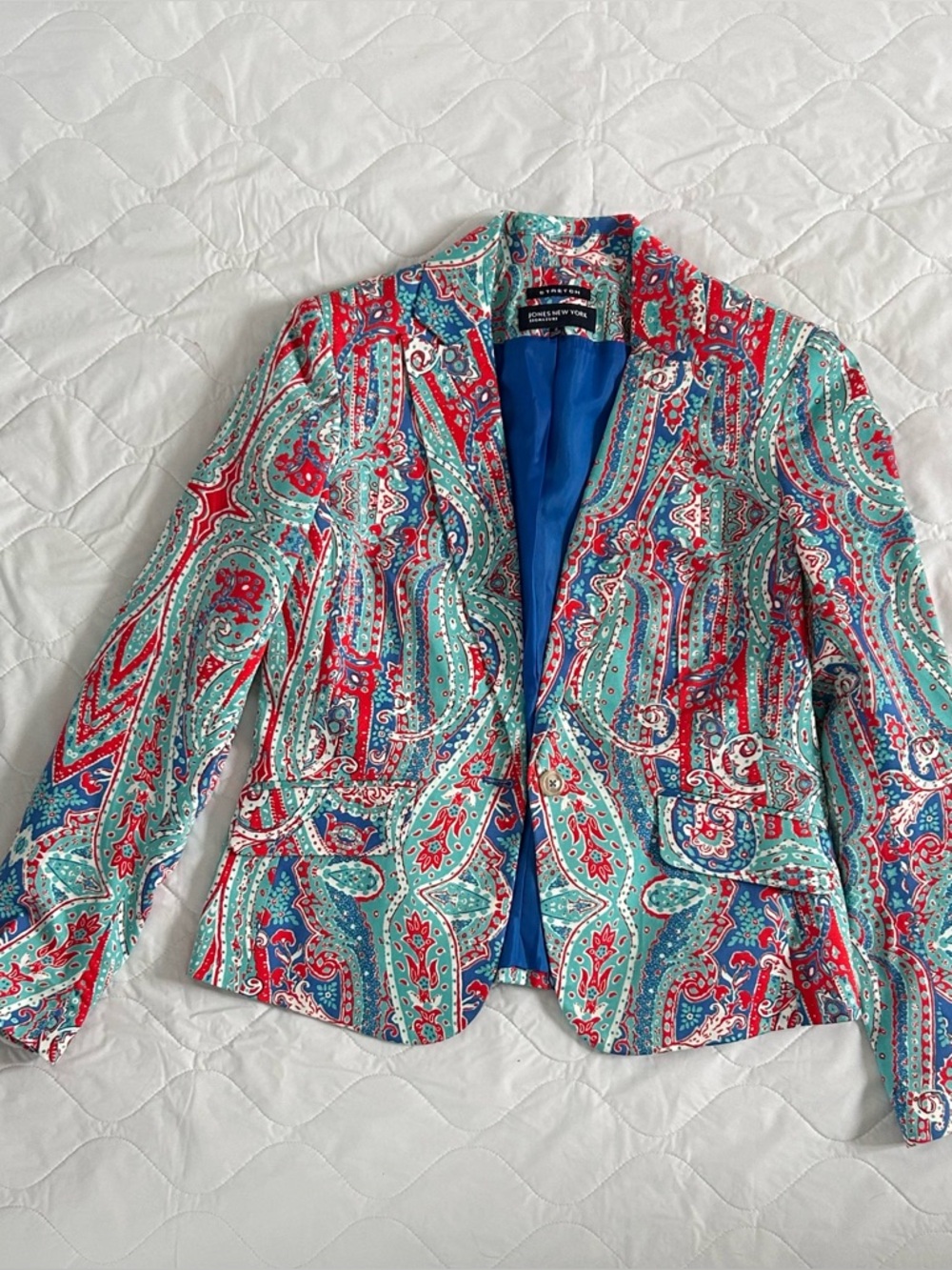 Jones New York Paisley Blazer in Turquoise & Red